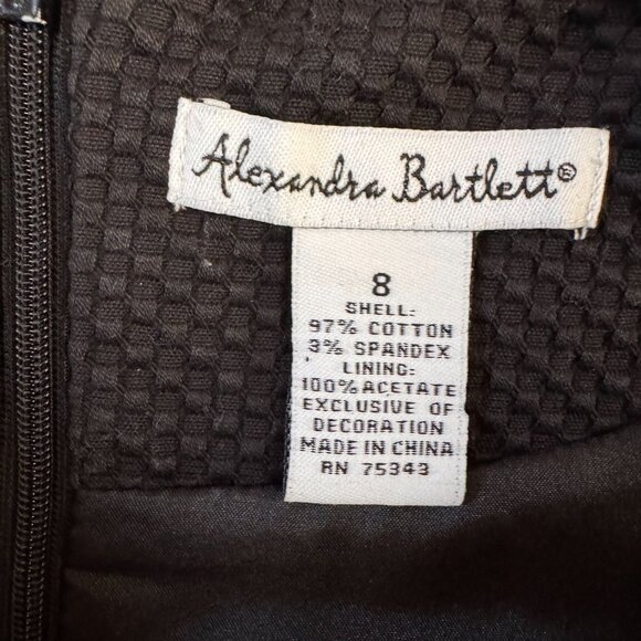 Vtg Alexandra Bartlett Dress Womens 8 Black Textured Dress Lace Hem 80s Coquette - Picture 3 of 8